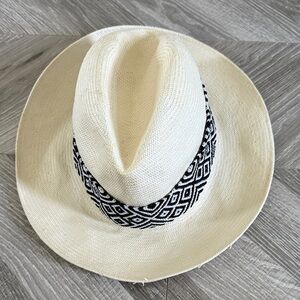 Cream Fedora with Black Patterned Band